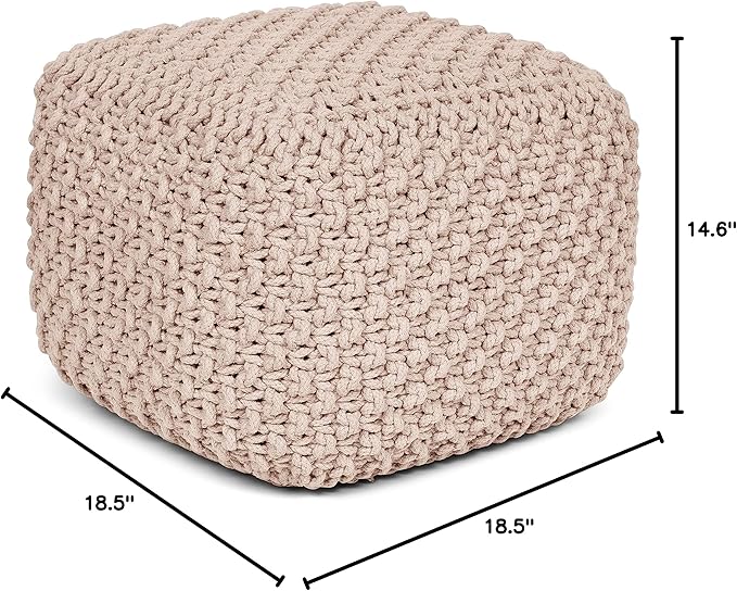 BIRDROCK HOME Square Pouf Ottoman | Cotton Braided Foot Stool - Image 3