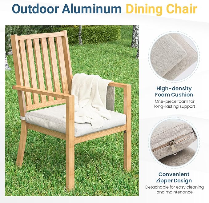 Wisteria Lane 5 Pieces Patio Table and Chairs Set, Aluminum Outdoor Dining Table - Image 3