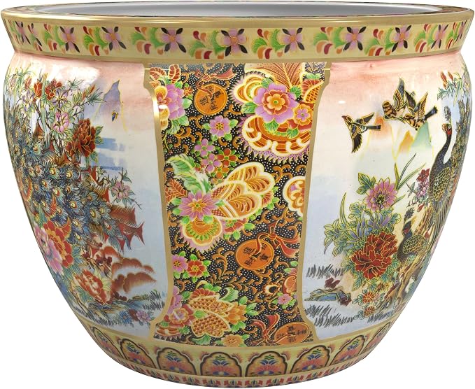 Red Lantern Large 22" Satsuma Porcelain Fishbowl Planter - Image 6