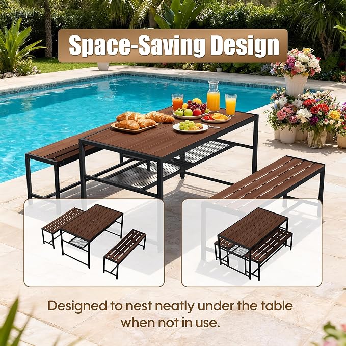 55'' Outdoor Picnic Table and Bench Set - Image 7