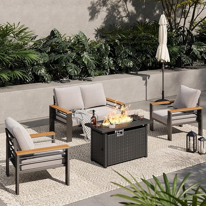 Aoxun Aluminum Outdoor Patio Furniture Set, 5-Piece Outdoor Sectional by Aoxun