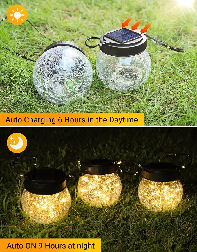 PARTPHONER Solar Lanterns Solar Lights Outdoor Waterproof 18-Pack, Solar - Image 4