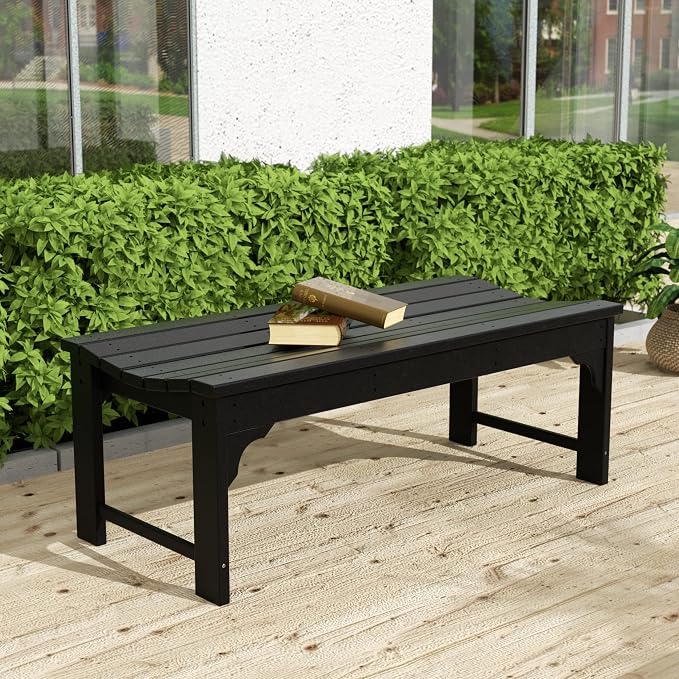 Westin Outdoors Malibu WO 48" Length Backless Poly Wood Outdoor/Garden Bench - Image 2