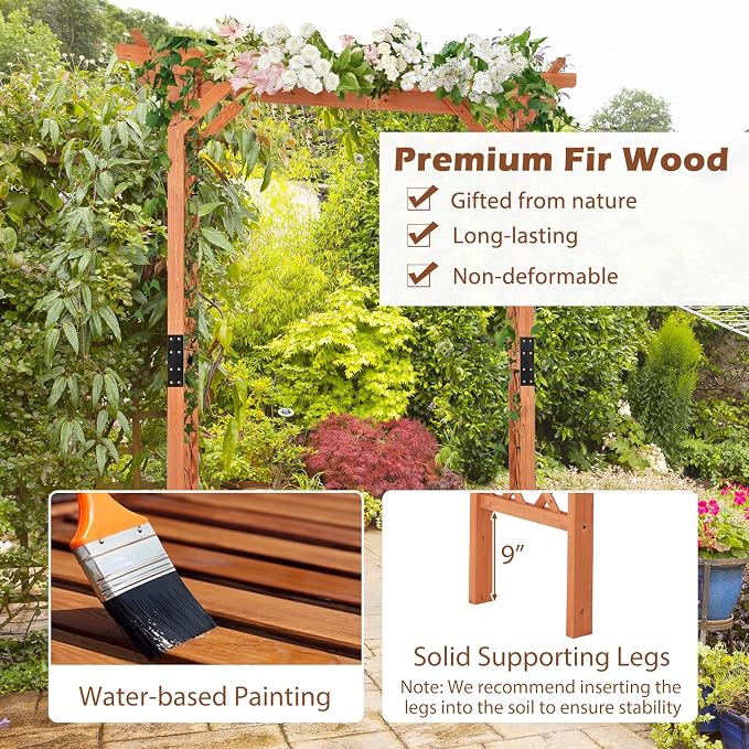 Tangkula 88-Inch Wooden Garden Arbor - Image 4