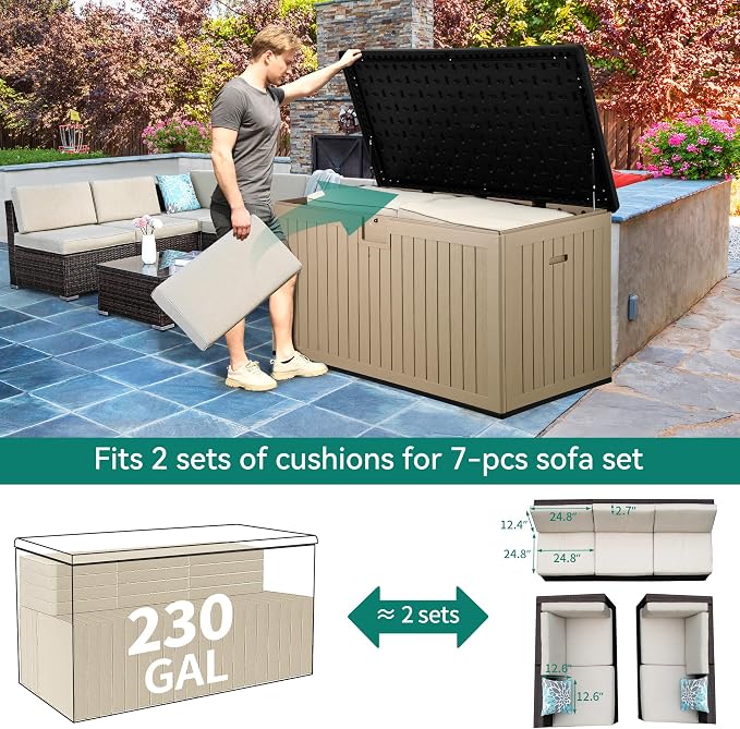 YITAHOME 230 Gallon Double-Wall Deck Box - Image 7