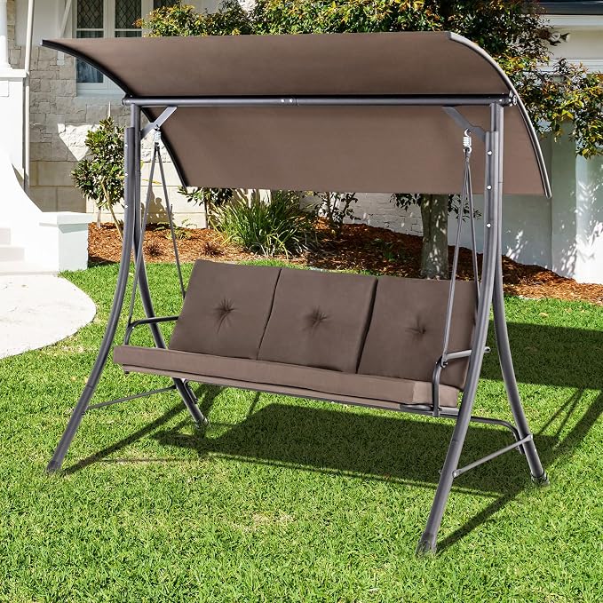Tangkula 3 Person Porch Swing, Outdoor Swing - Image 3