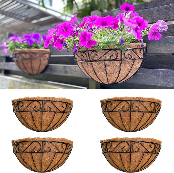 LaLaGreen Outdoor Wall Planters, 4 Pack, 14 Inch Large Balcony Planter Railings by L%C3%A1L%C3%A1Green
