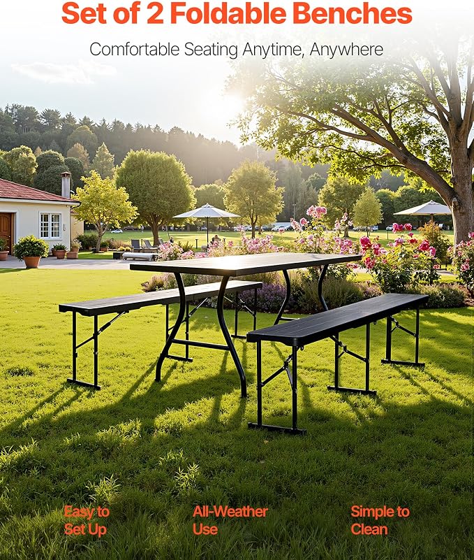 VEVOR Plastic Folding Bench, 6 ft Portable Bench - Image 4