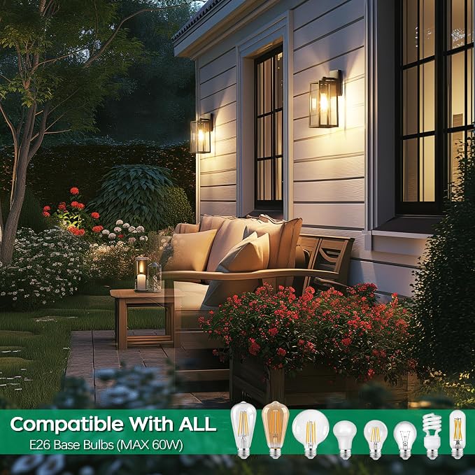 PARTPHONER Outdoor Light Fixtures Wall Mount, Porch Light, Waterproof Exterior - Image 3