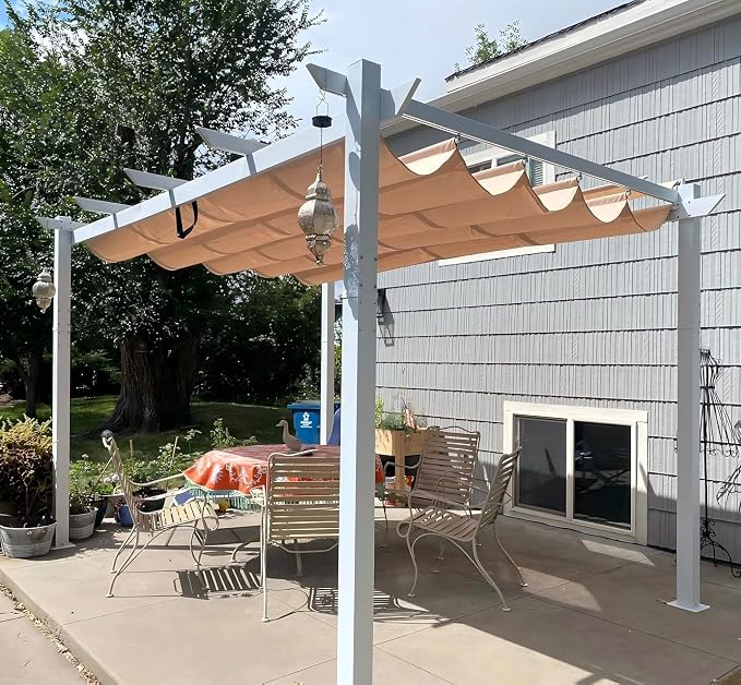 PURPLE LEAF 10' x 13' Aluminum Outdoor Pergola White Retractable Pergola by Unknown
