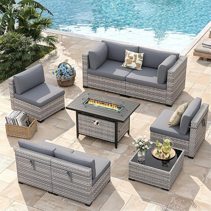 6-Seat Modern Outdoor Wicker Rattan Patio Furniture Set - Image 2