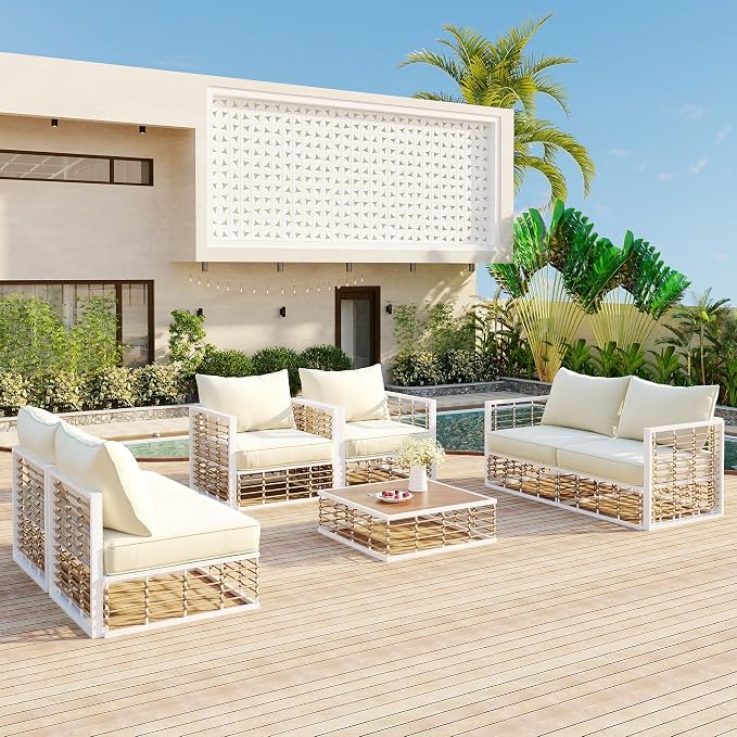 7-Piece Metal Patio Sectional Sofa Set, Free Combination Sofa Set by JIVOIT