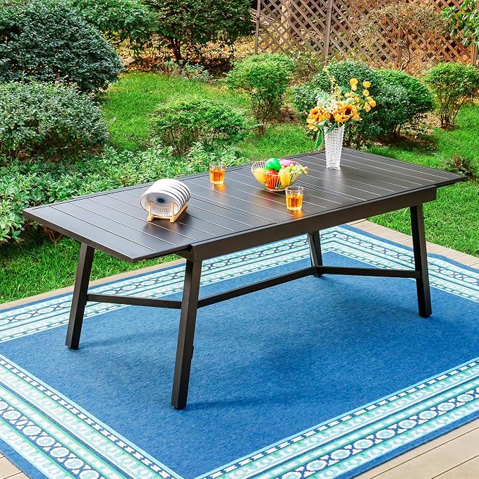 PHI VILLA Expandable Patio Dining Table Metal Outdoor Table - Image 2
