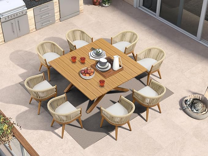 PURPLE LEAF 9 Pieces Outdoor Dining Set by PURPLELEAF