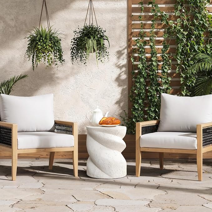 LuxenHome Outdoor Side Table, 19” MgO Accent Table - Image 4