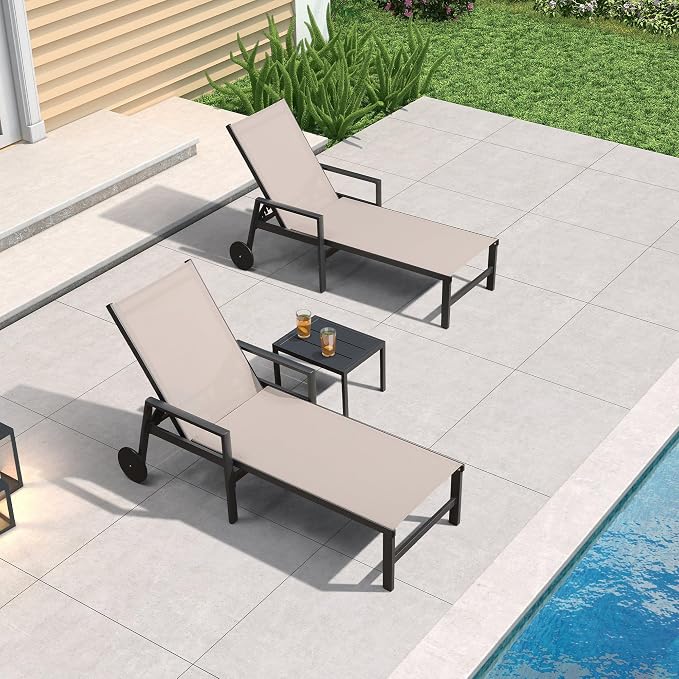 PURPLE LEAF 2 Pieces Outdoor Chaise Lounge Aluminum Patio Lounge Chair - Image 2