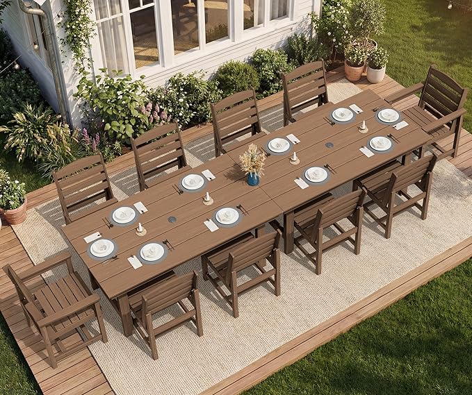 SERWALL Patio Dining Sets for 10 Person, HDPE Dining Set - Image 7