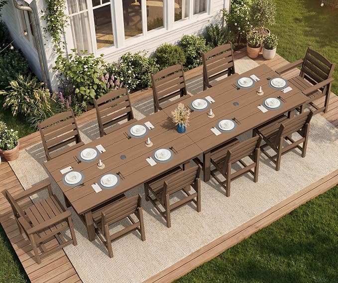 SERWALL Patio Dining Sets for 6 Person, HDPE Dining Set - Image 5