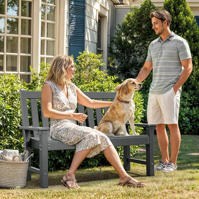 YITAHOME Garden Bench, All Weather Outdoor Bench - Image 3