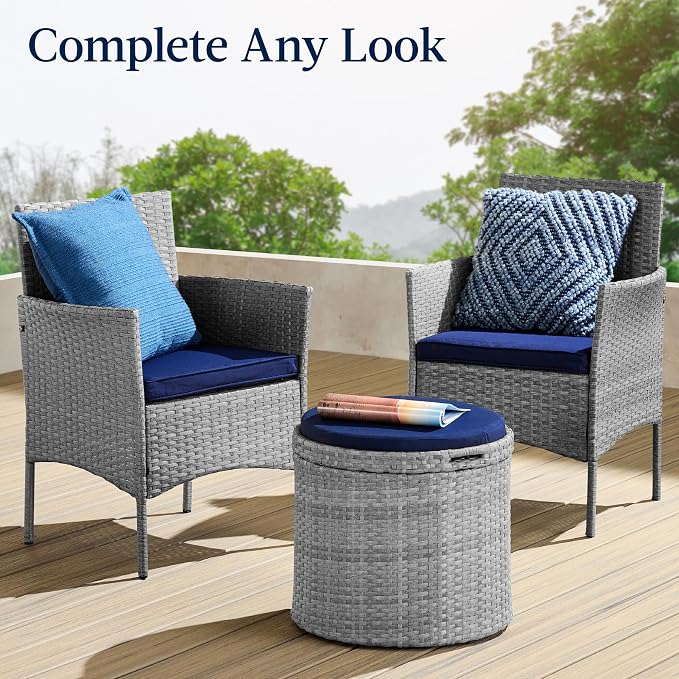 Best Choice Products Round Wicker Ottoman, Additional Seating, Side Table - Image 8