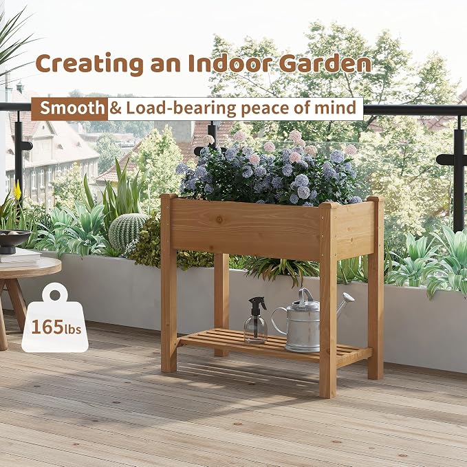 FILWH Raised Garden Bed with Legs Elevated Wooden Planter Box Stand Large - Image 3