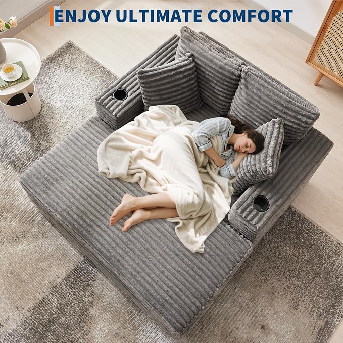 GarveeHome 60-inch Oversized Chaise Lounge Chair Indoor, Comfy Corduroy Lounge - Image 7