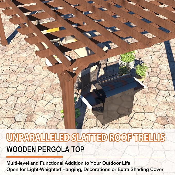 BlueWish 12’x16’ Patio Pergola, Cedar Wood Pergola - Image 5