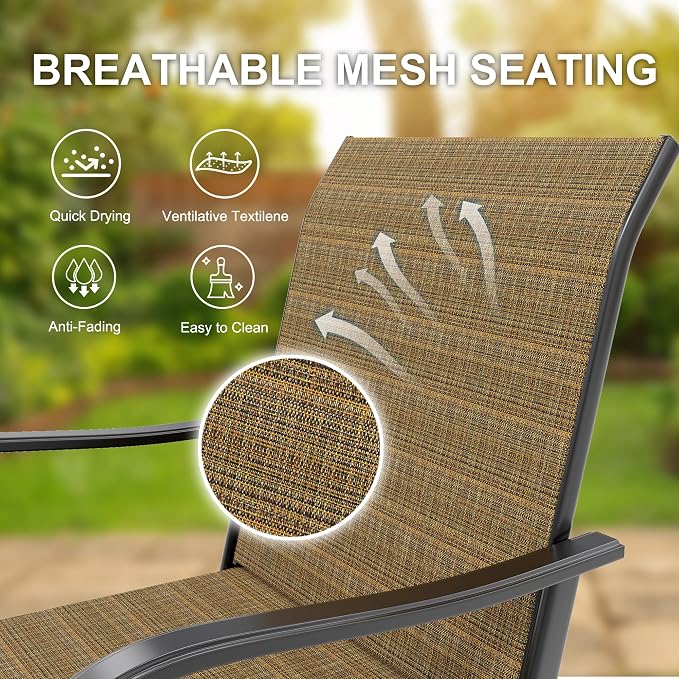 5 Piece Outdoor High Top Bar Set, 5 Pieces Outdoor Swivel Bar Set - Image 4