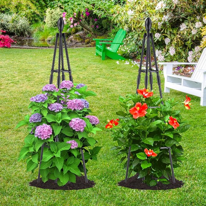 4 Ft Tower Obelisk Trellis for Potted Climbing Plants, Garden Trellis Rustproof - Image 7