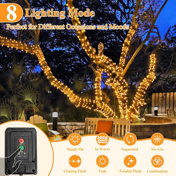 2 Pack Solar String Lights Total 480LED 158FT, IP67 Waterproof String Lights - Image 3