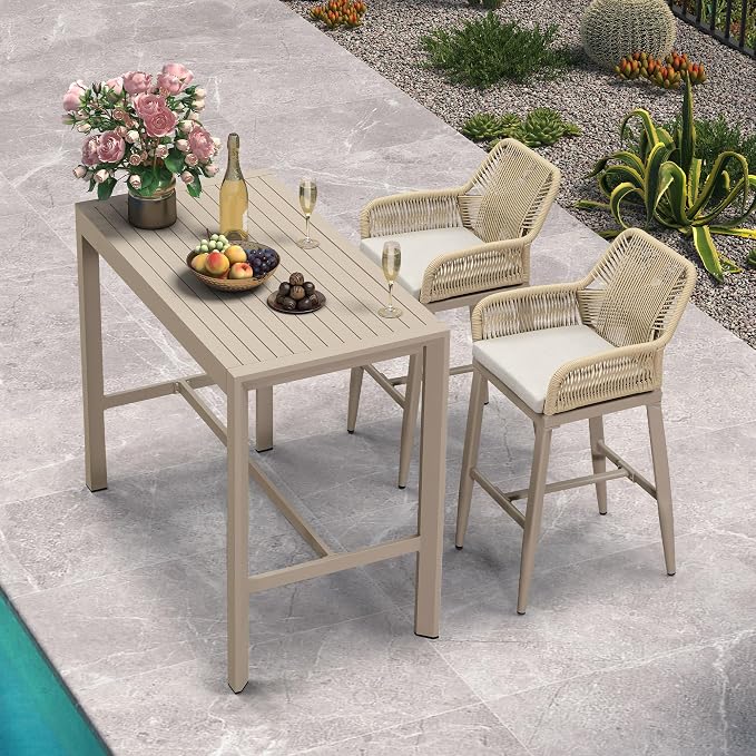 PURPLE LEAF Outdoor 29" Bar Stools Set of 2, Boho Patio Bar Height Chair - Image 7