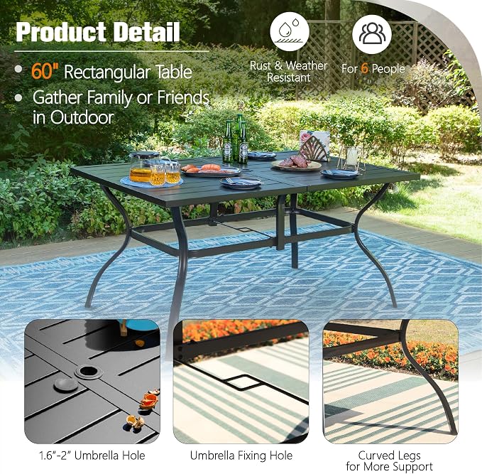 Sophia & William 7 Pieces Patio Dining Set, Rectangular Outdoor Table and - Image 4