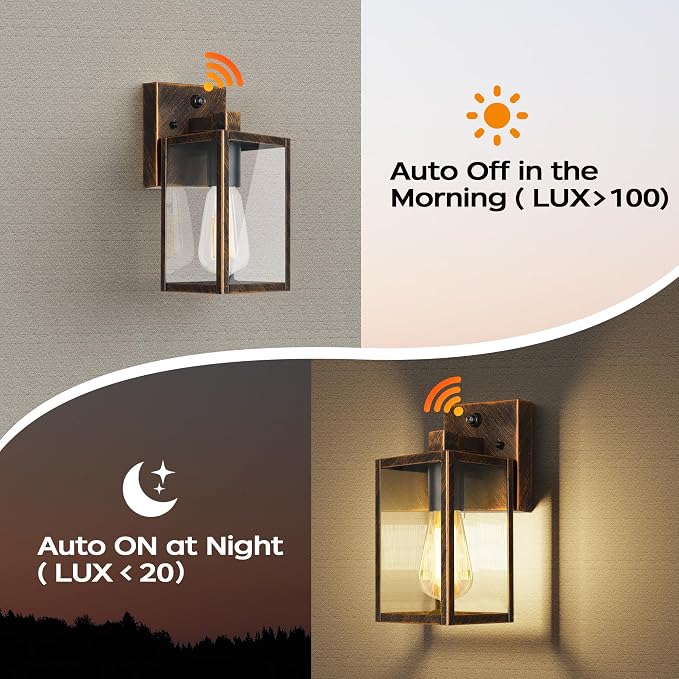 WIHTU Gold Dusk to Dawn Porch Lights Fixtures, Outdoor Lights - Image 2
