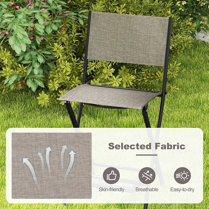 Giantex Folding Patio Bar Chairs Set of 2, Outdoor Counter Height Bar Stools - Image 4