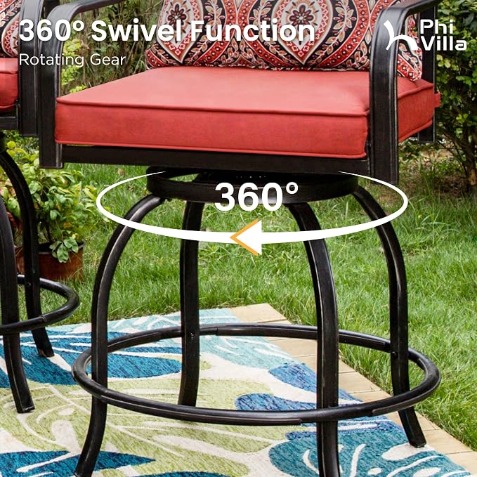 PHI VILLA 7 Piece Outdoor Bar Set, Counter Height Patio Bar Furniture - Image 3