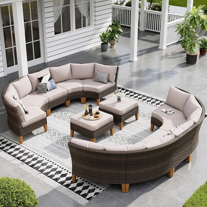 Sophia & William Oversized Half-Moon Outdoor Patio Furniture Set, 12 Piece by SophiaWilliam