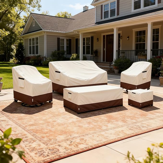 Outdoor Coffee Table Cover, 600D Waterproof Patio Rectangular Side Table Covers - Image 8