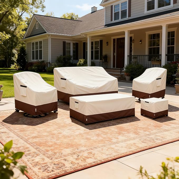 Outdoor Coffee Table Cover, 600D Waterproof Patio Rectangular Side Table Covers - Image 8