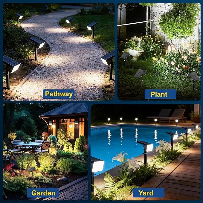 LANSOW 12 Pack Solar Spot Lights Outdoor Waterproof IP67, Solar Landscape - Image 3