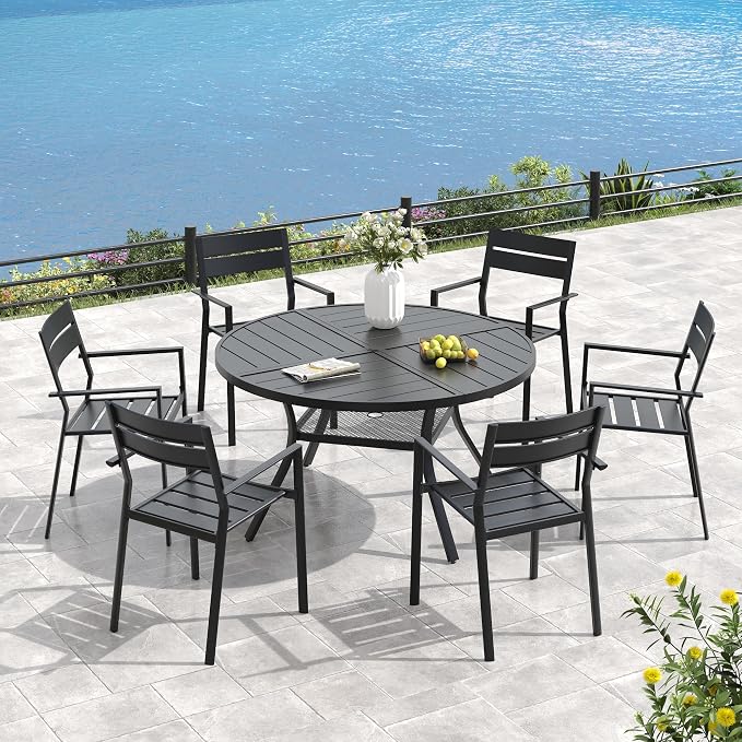 VICLLAX 50" Round Outdoor Table, Patio Dining Table - Image 7