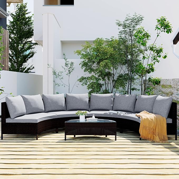 Merax 5-Piece Outdoor Sectional Sofa Set, All-Weather PE Wicker Patio Furniture by Merax
