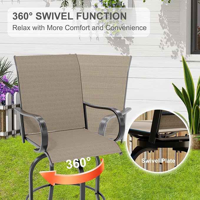 5 PCS Outdoor Bar Set with Outdoor Bistro Table and Chairs Set of 4, Bar Height - Image 4