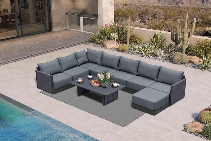 PURPLE LEAF 9 Pieces Patio Conversation Sets by PURPLELEAF