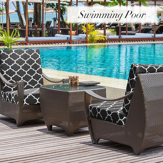 Newwiee 8 Pcs Stretch Patio Outdoor Cushion Covers Waterproof Replacement Sofa - Image 5