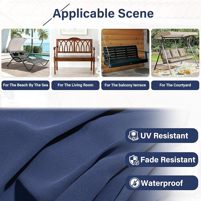 Porch Swing Cushion with Backrest, Waterproof Bench Cushion - Image 5