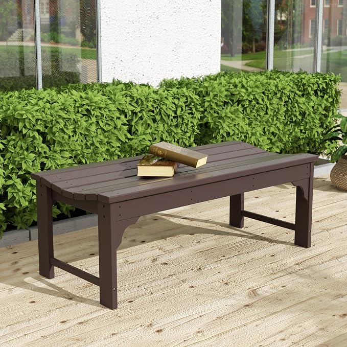 Westin Outdoors Malibu WO 48" Length Backless Poly Wood Outdoor/Garden Bench - Image 2