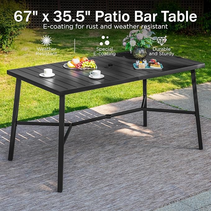 PHI VILLA 7 Piece Outdoor Bar Set, Counter Height Patio Bar Furniture - Image 5