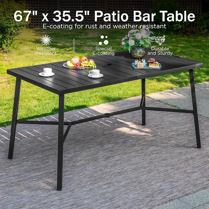 PHI VILLA 7 Piece Outdoor Bar Set, Counter Height Patio Bar Furniture - Image 7