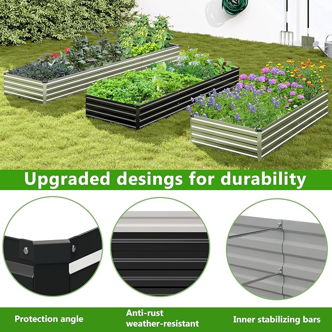 2PCS 10x3x1ft Galvanized Raised Garden Bed Kit, Galvanized Planter Raised - Image 4