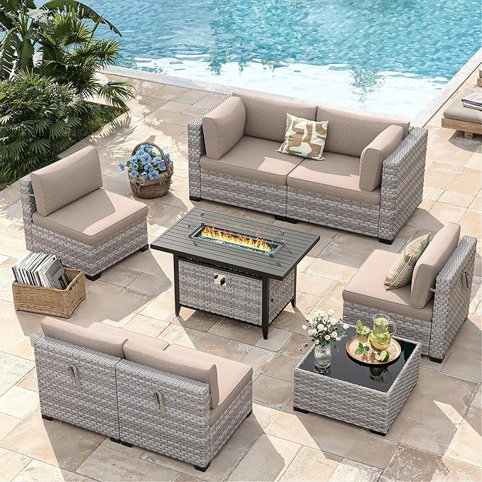 6-Seat Modern Outdoor Wicker Rattan Patio Furniture Set - Image 2